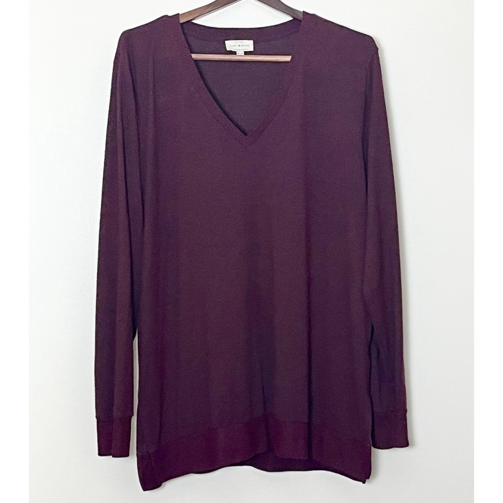 Lucky Brand Sweater Men's XL Maroon V Neck Preppy Office Layering Professional